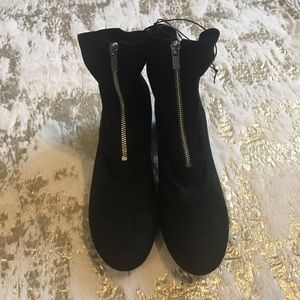 H&M Black Front Zipper Sock Bootie